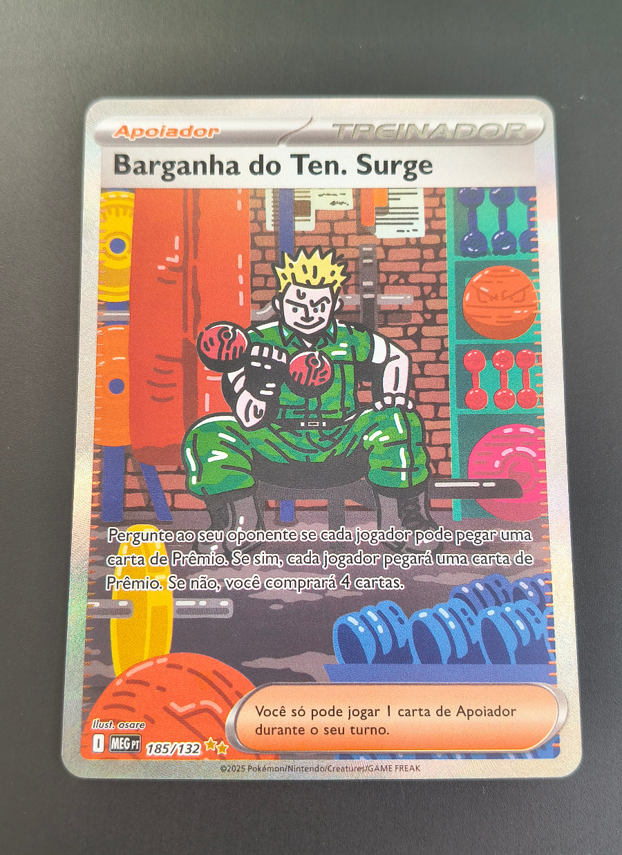 Barganha do Ten. Surge (Megaevolução #185) frente