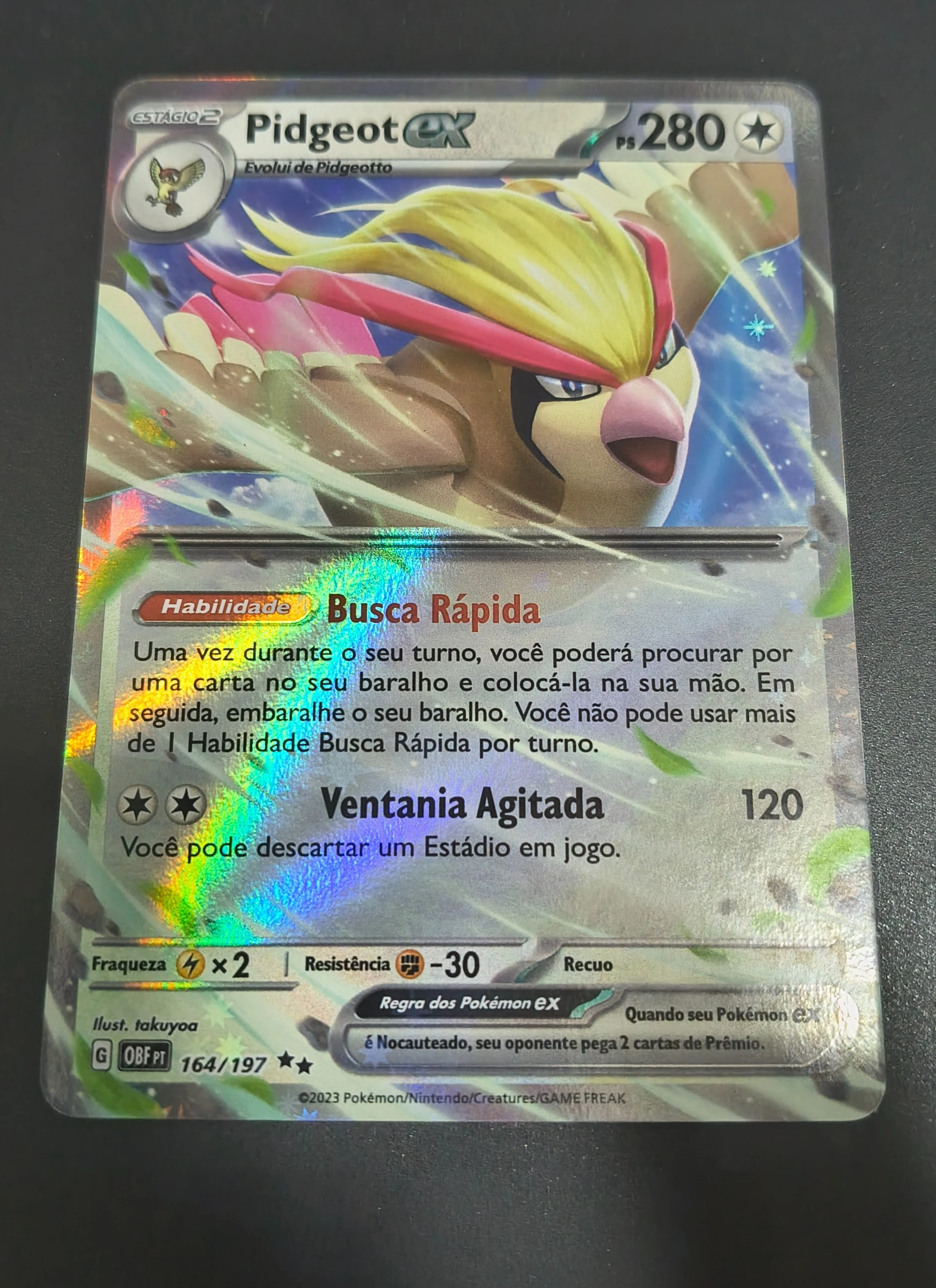 Pidgeot ex (Obsidiana em Chamas #164) frente